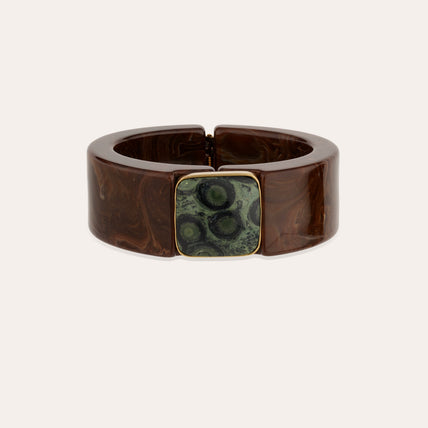 Pulsera Arty de acetato dorado - Marrón y jaspe Kambaba