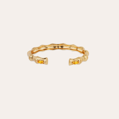 Bambou , Gold-Tone Rhinestone Bangle Bracelet