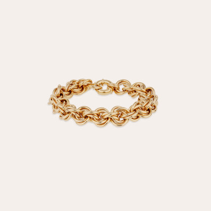 Armband mit großen, ineinander verschlungenen Rundgliedern, vergoldet