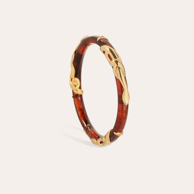 Bracelet Cobra jonc acétate doré - Marron