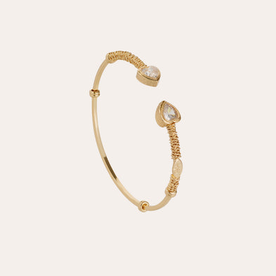 Bracelet jonc Duality Amore strass doré