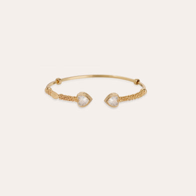 Bracelet jonc Duality Amore strass doré