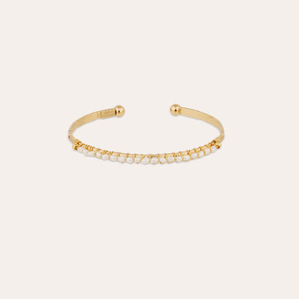 Armband „Lyre“ – kleines Modell, vergoldet – weißes Perlmutt
