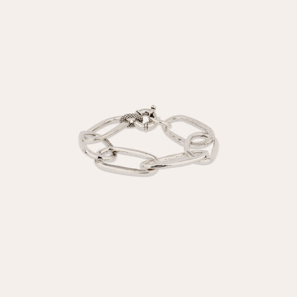 Armband mit ovalen Gliedern, großes Modell, versilbert