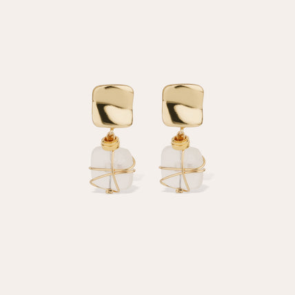 Pendientes Rainbow Square « small size » dorados - Cristal de roca