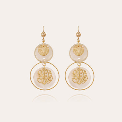 Pendientes Idylle, modelo pequeño, dorados - Nácar blanco