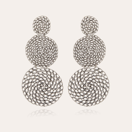 Pendientes «Onde Gourmette» dobles plateados