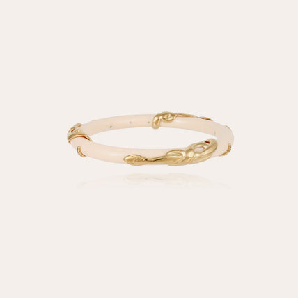 Pulsera tipo brazalete Cobra de acetato dorado - Marfil