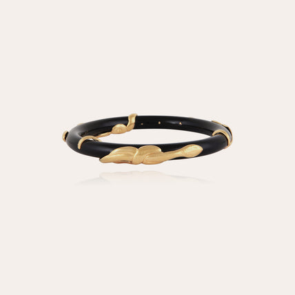 Pulsera Cobra tipo brazalete de acetato dorado - Negro