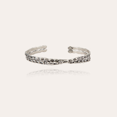 Large size silver-plated Crossed Liane Bangle