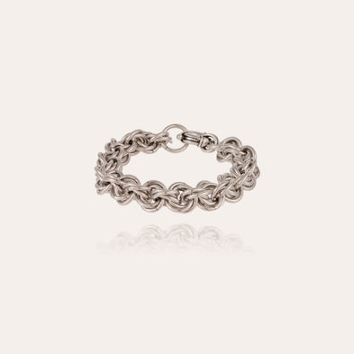Bracelet Maille rond entrecroisé grand modèle argenté