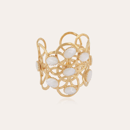 Goldfarbenes Olympie-Armband – weißes Perlmutt
