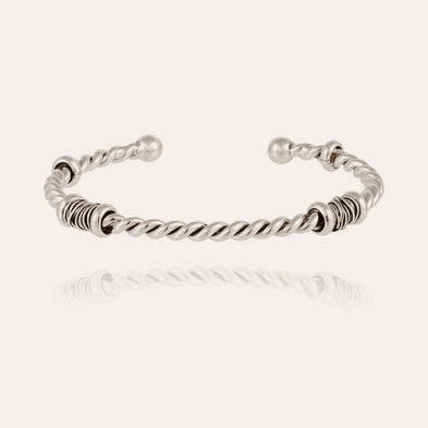 Bangle bracelet Torsade silver-plated