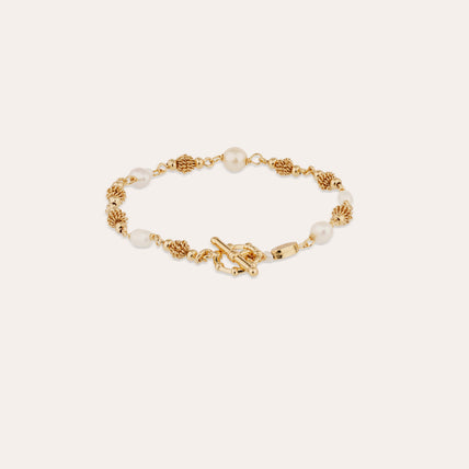 Rosario -Armband in Gold – weißes Perlmutt
