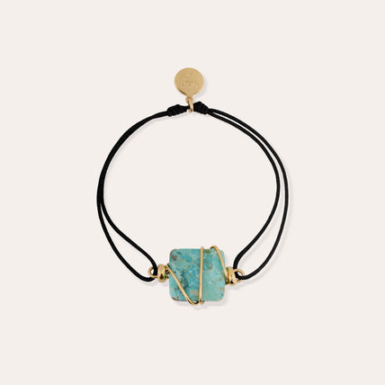 Armband „Square Mini“ mit goldenem Glied – Türkis