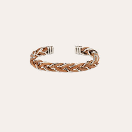Pulsera rígida trenzada plateada - Mimbre