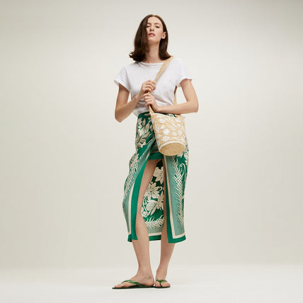 Bolso tipo cubo Tahiti de rafia