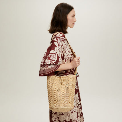Bolso tipo cubo «Les Palmiers» de rafia