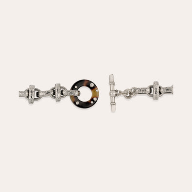 Collier Adrian acétate argenté - Écaille