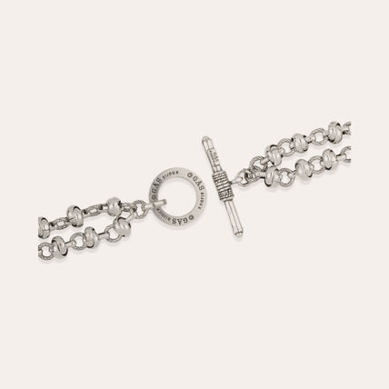 Collar Atik de doble cadena plateado