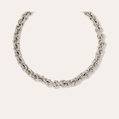 Collier Maille rond entrecroisé argenté