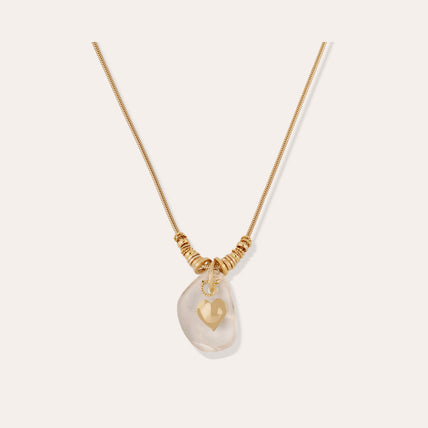 Collar « Galet » dorado - Cristal de roca