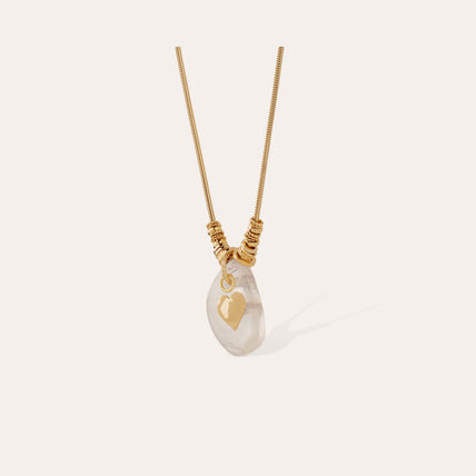 Collar « Galet » dorado - Cristal de roca