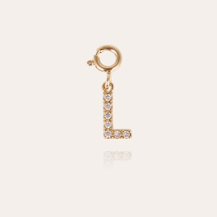 Colgante con charm en forma de letra L con strass dorado