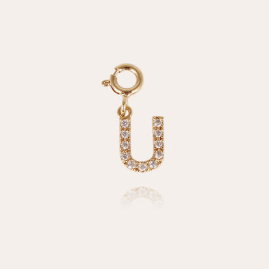 Charms pendentif lettre U strass doré