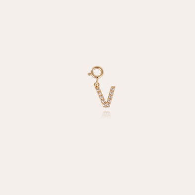 Charms pendentif lettre V strass doré