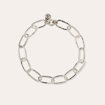 Collar de malla ovalada « Large size » plateado