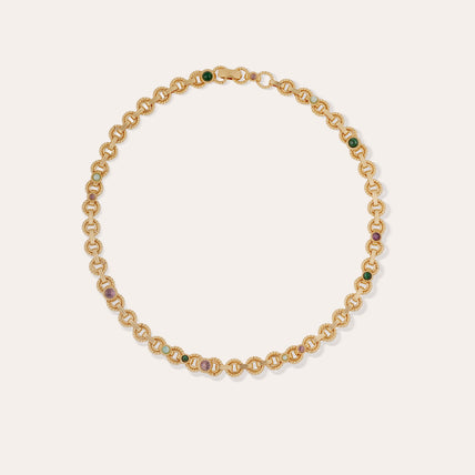 Collar Mistral dorado - Malaquita, amazonita y amatista