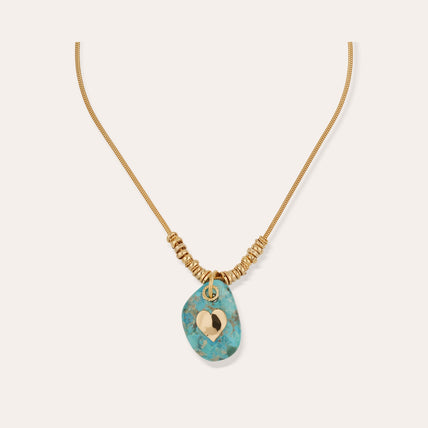 Collar « Galet » dorado - Turquesa