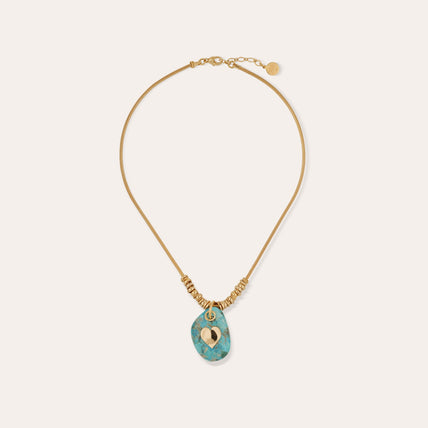 Collar « Galet » dorado - Turquesa