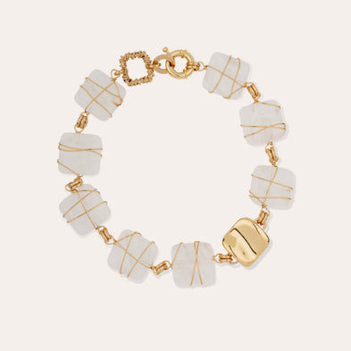 Collier Rainbow square doré - Cristal de roche