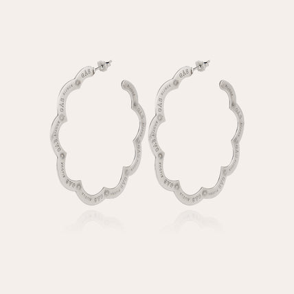 Pendientes de aro «Bolduc Flore» con el grabado « Large size », en plata
