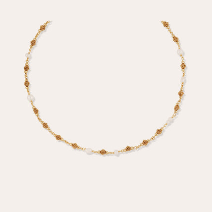 Collar « Rosario » dorado - Nácar blanco