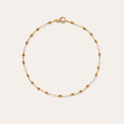 Collar « Rosario » dorado - Nácar blanco