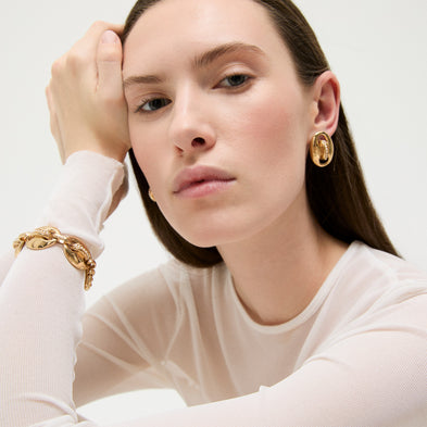 Boucles d'oreilles puces Cophea mini dorées - Perles nacrées