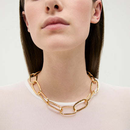 Collar de malla ovalada « Large size » dorado