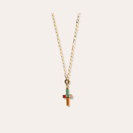 Collar largo con cruz « small size » dorado