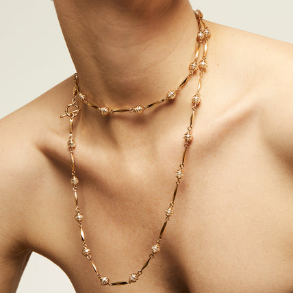 Collar largo Perla dorado