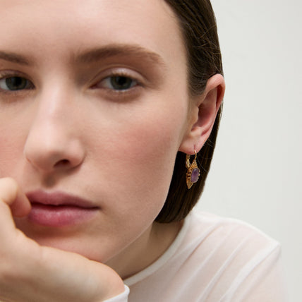 Pendientes «Serti Talisman» dorados - Amatista