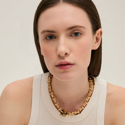 Collar Adrian de acetato dorado - tortoise