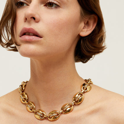 Collar Cophea con strass mini dorado