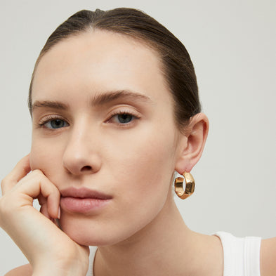 Boucles d'oreilles créoles Mila strass dorées