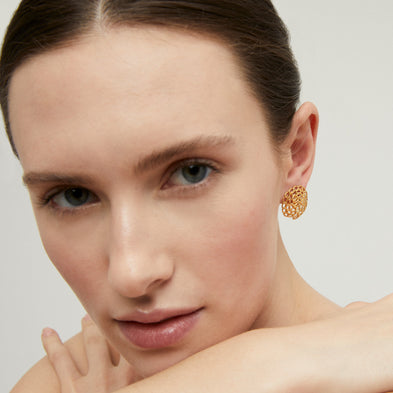 Boucles d'oreilles puces Onde Gourmette dorées