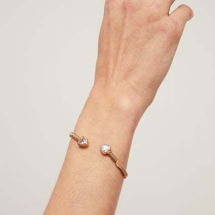 Pulsera rígida Duality Amore con strass dorados