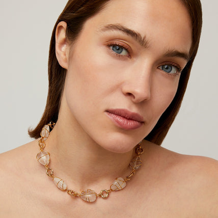 Collar Rainbow multicolor dorado - Cristal de roca