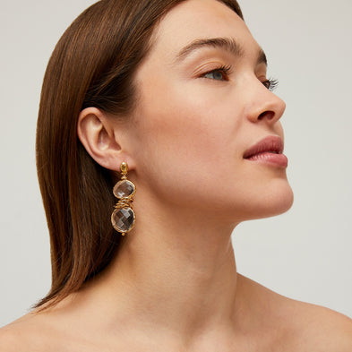 Sirena Gold Earrings - Crystal